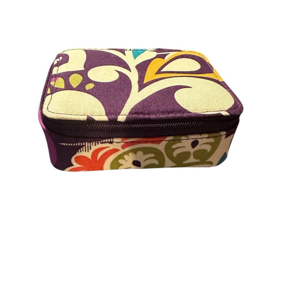 Vera Bradley Floral Zip Card & Key Holder in Purple, Cream, Green, Orange, Teal